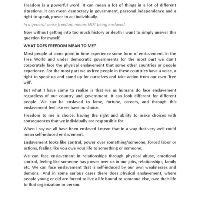 What Freedom Means To Me