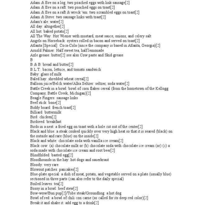 What Down Means In Diner Lingo Nyt