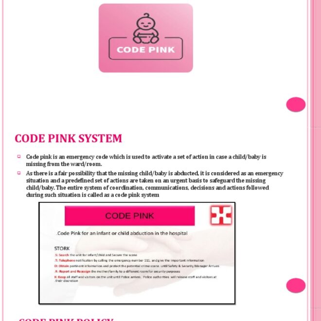 What Does Code Pink In A Hospital Mean