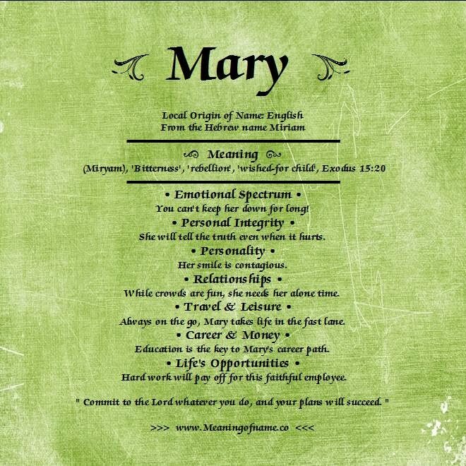 What Is The Spiritual Meaning Of The Name Mary