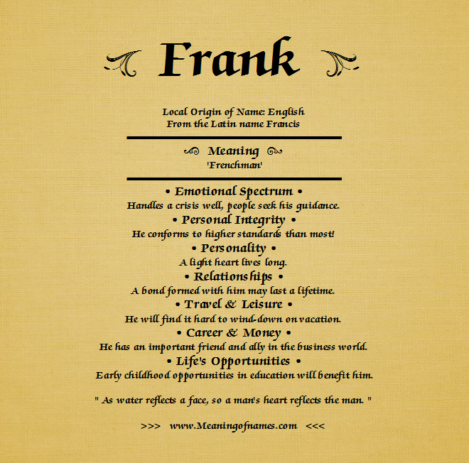 What Does The Name Frank Mean In Italian