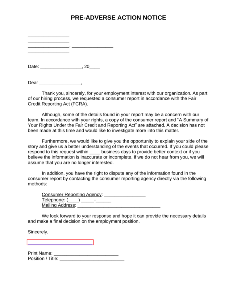 What Does Pre Adverse Action Mean