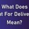 What Does Mean Out For Delivery
