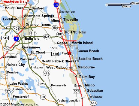 Map Of Cocoa Beach Florida Area