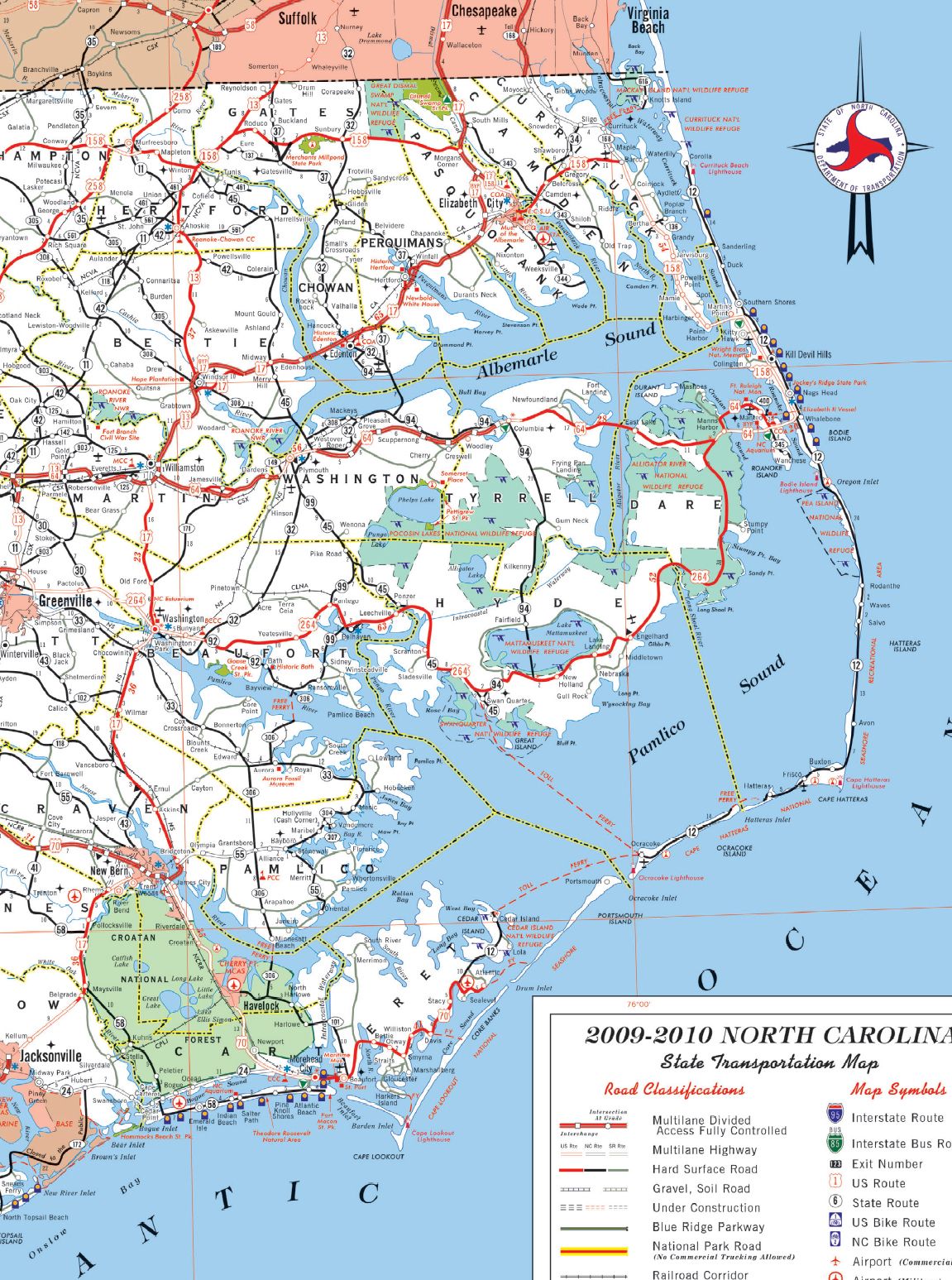 Map of North Carolina Shore
