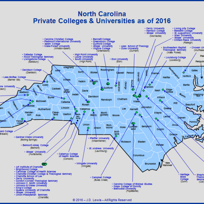 Map Of Colleges In North Carolina