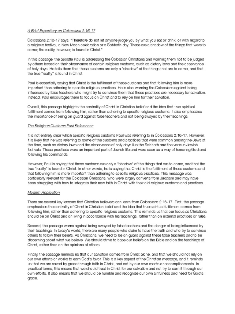 What Does Colossians 2 16 Mean