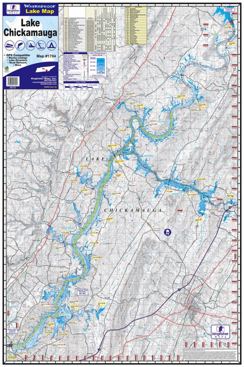 Waterproof map of Lake Chickamauga