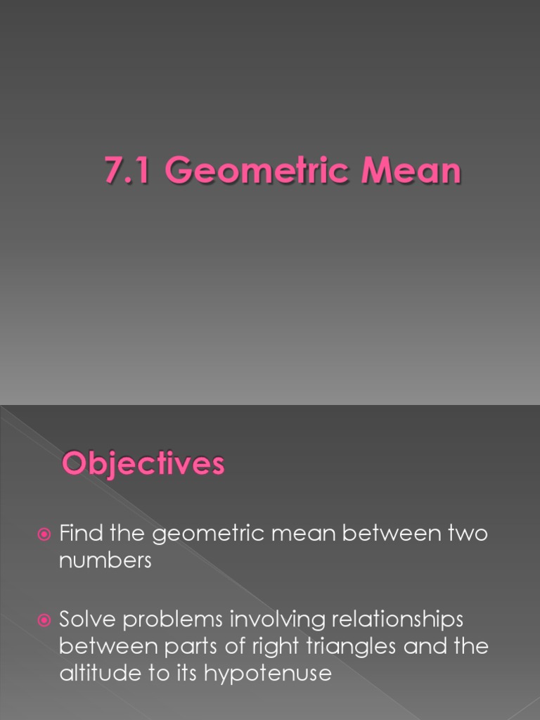 What Is The Geometric Mean Of 7 And 11