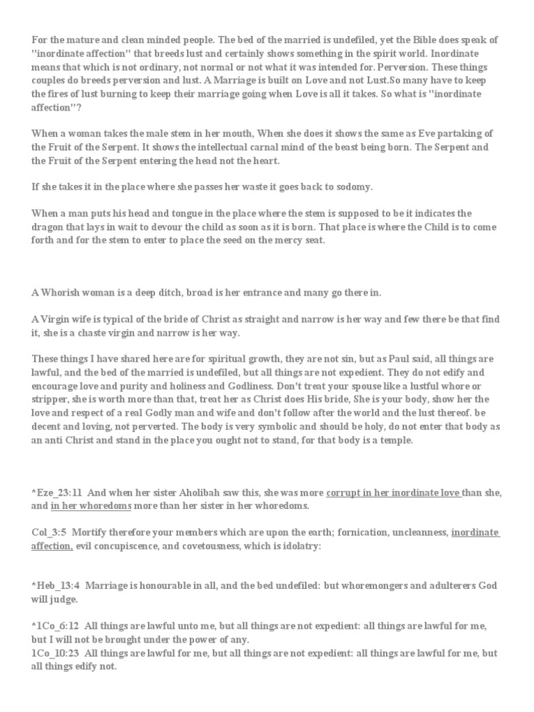 What Does Inordinate Affection Mean