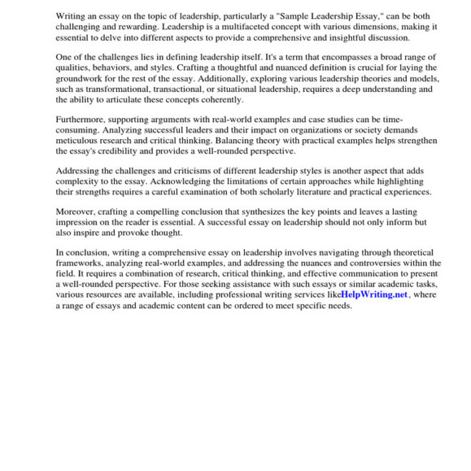 What Does Leadership Mean To You Essay