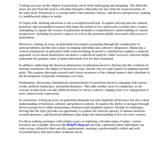 What Does Patriotism Mean To Me Essay