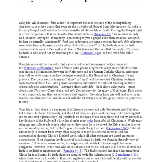 What Does Sola Fide Mean