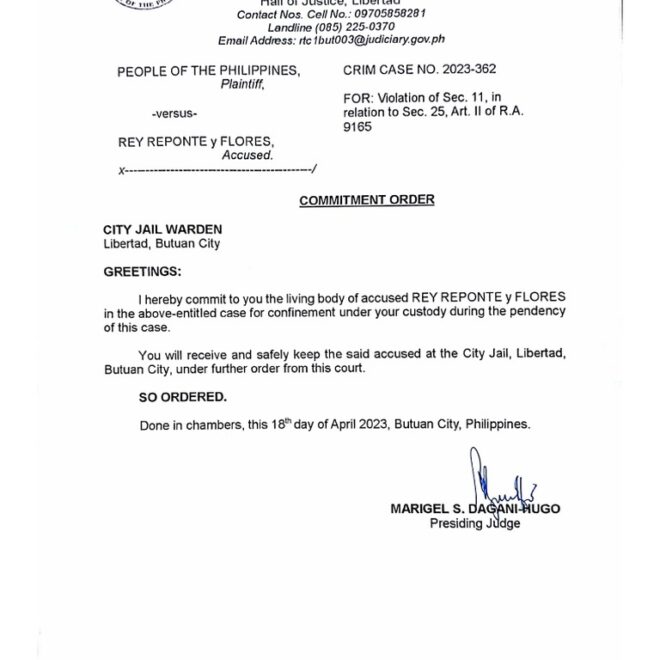 What Does Commitment Order Mean In Jail