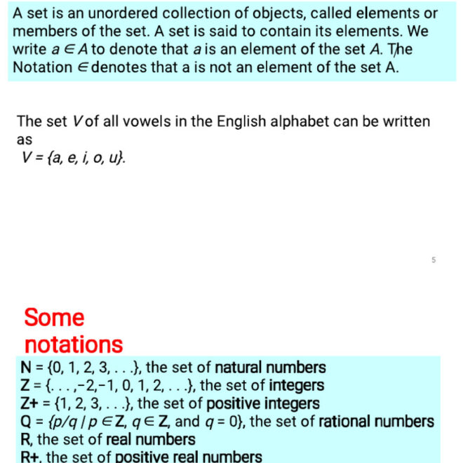 what does e mean in set theory