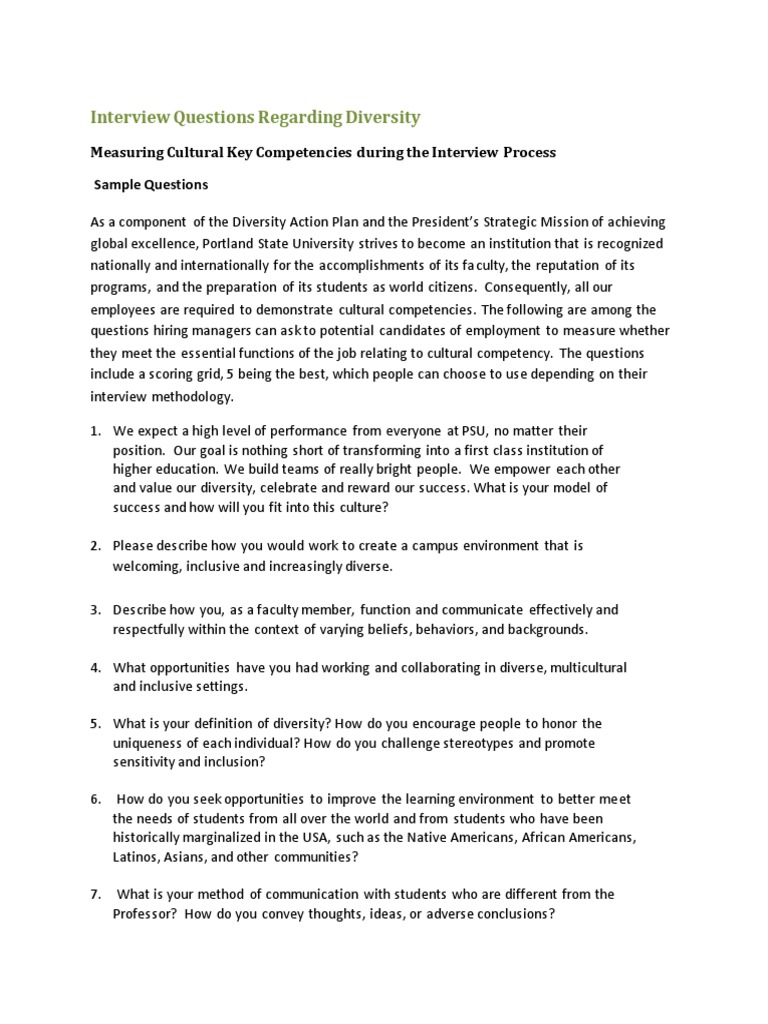 What Does Diversity Mean To You Interview Question