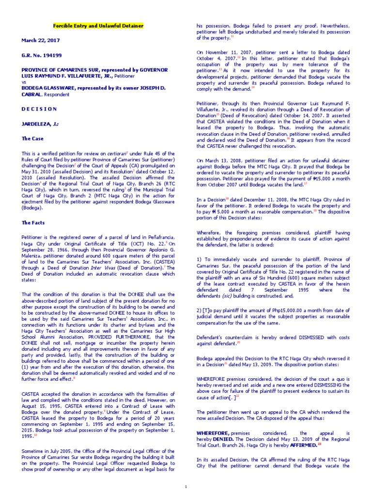 What Does Forcible Detainer Mean