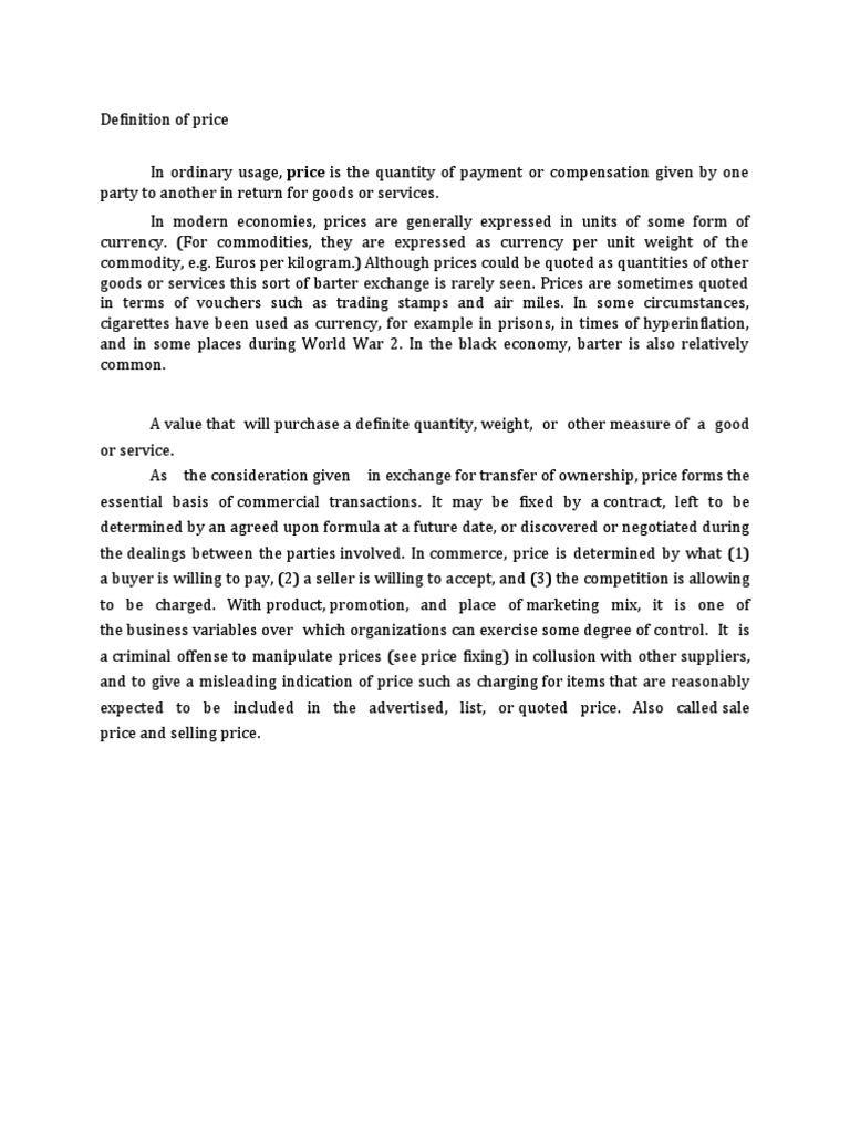 what does price mean