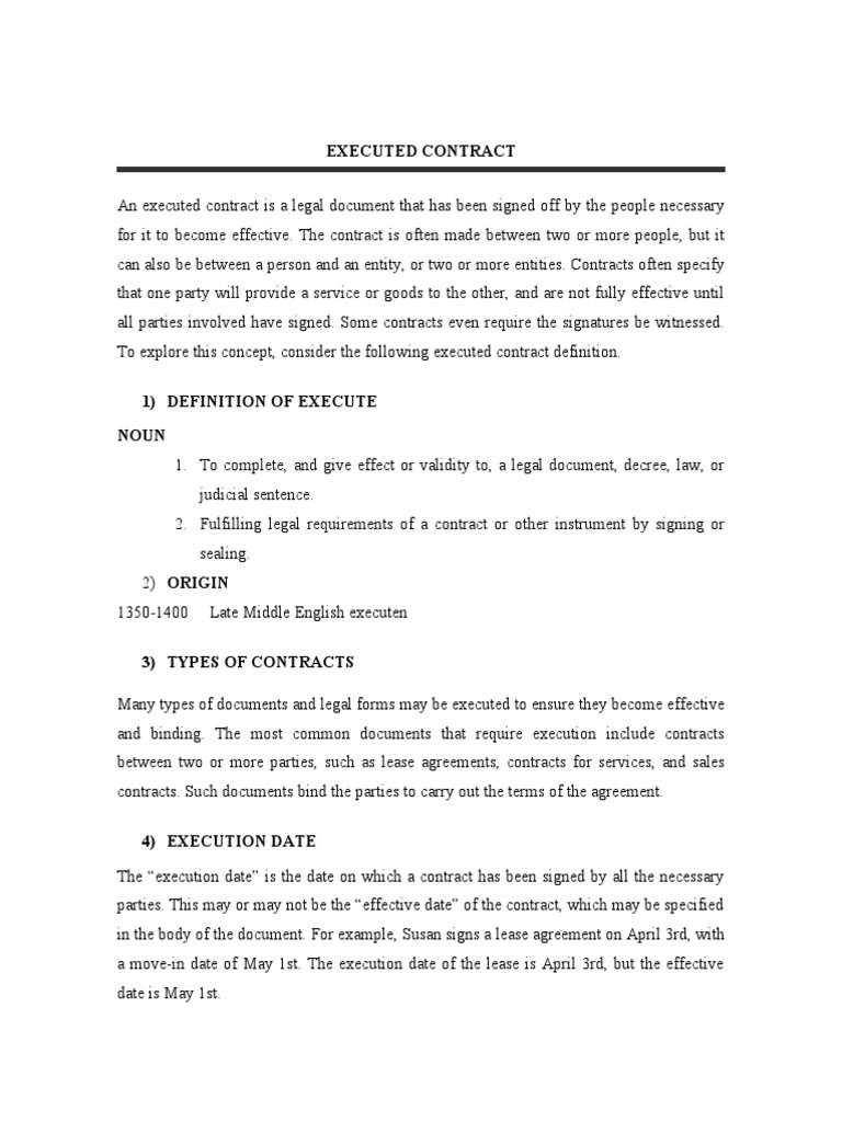 What Does It Mean To Execute A Contract