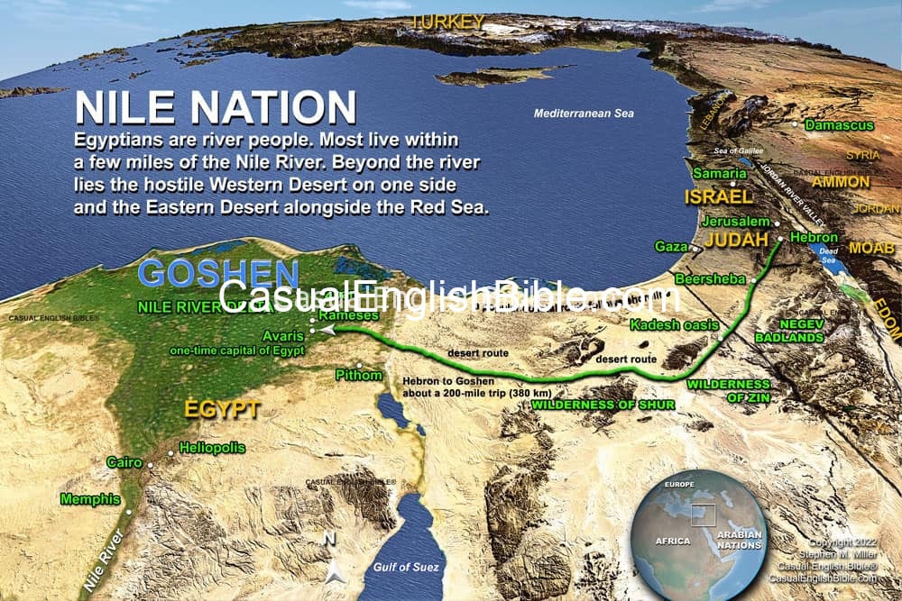 Bible map of Goshen in Egypt - Casual English Bible