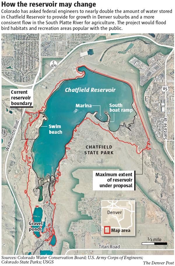 Colorado Water Storage Map at Chatfield Reservoir