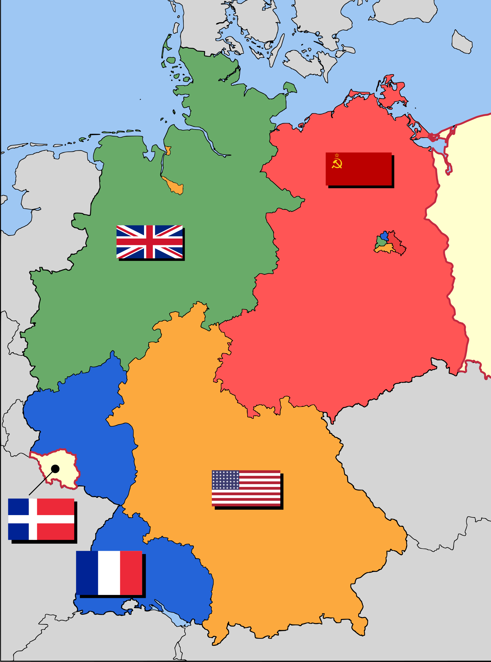 Cold War Map highlighting Germany