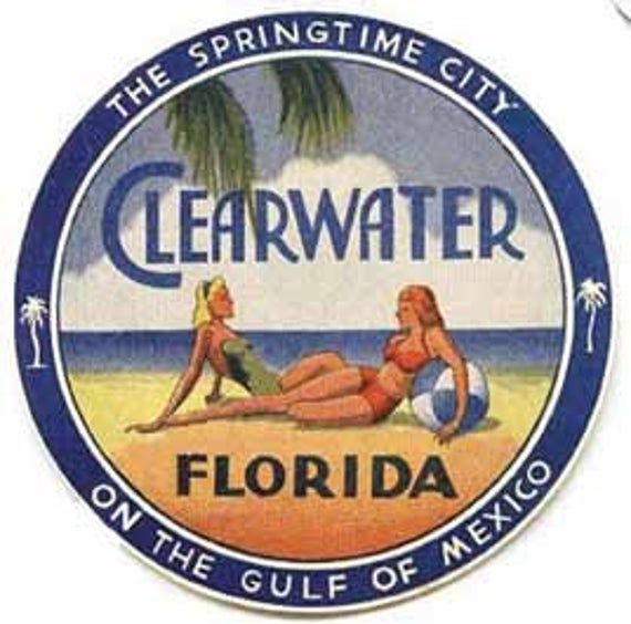 Vintage 1950's style Clearwater FL Florida gulf coast retro travel