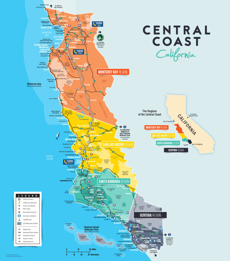 Map Of Coastal Cities In California