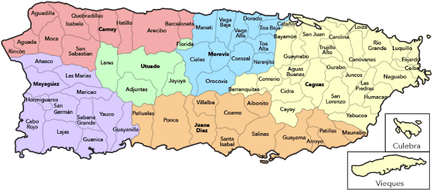 HD map of Adjuntas - Ciales Puerto Rico