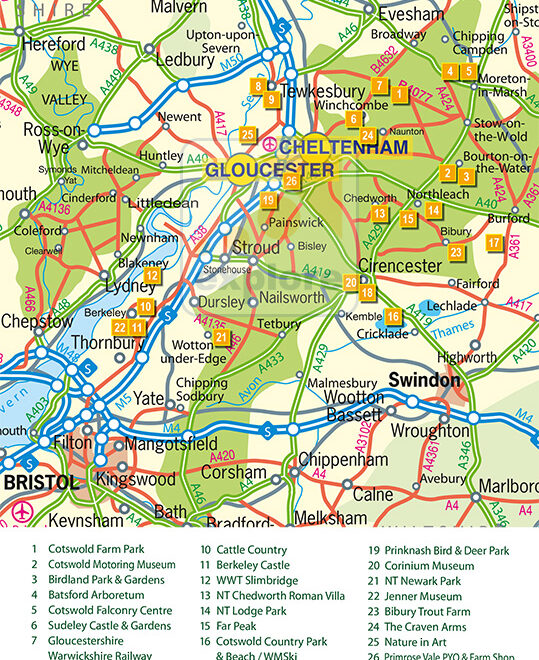 Map Of Gloucestershire