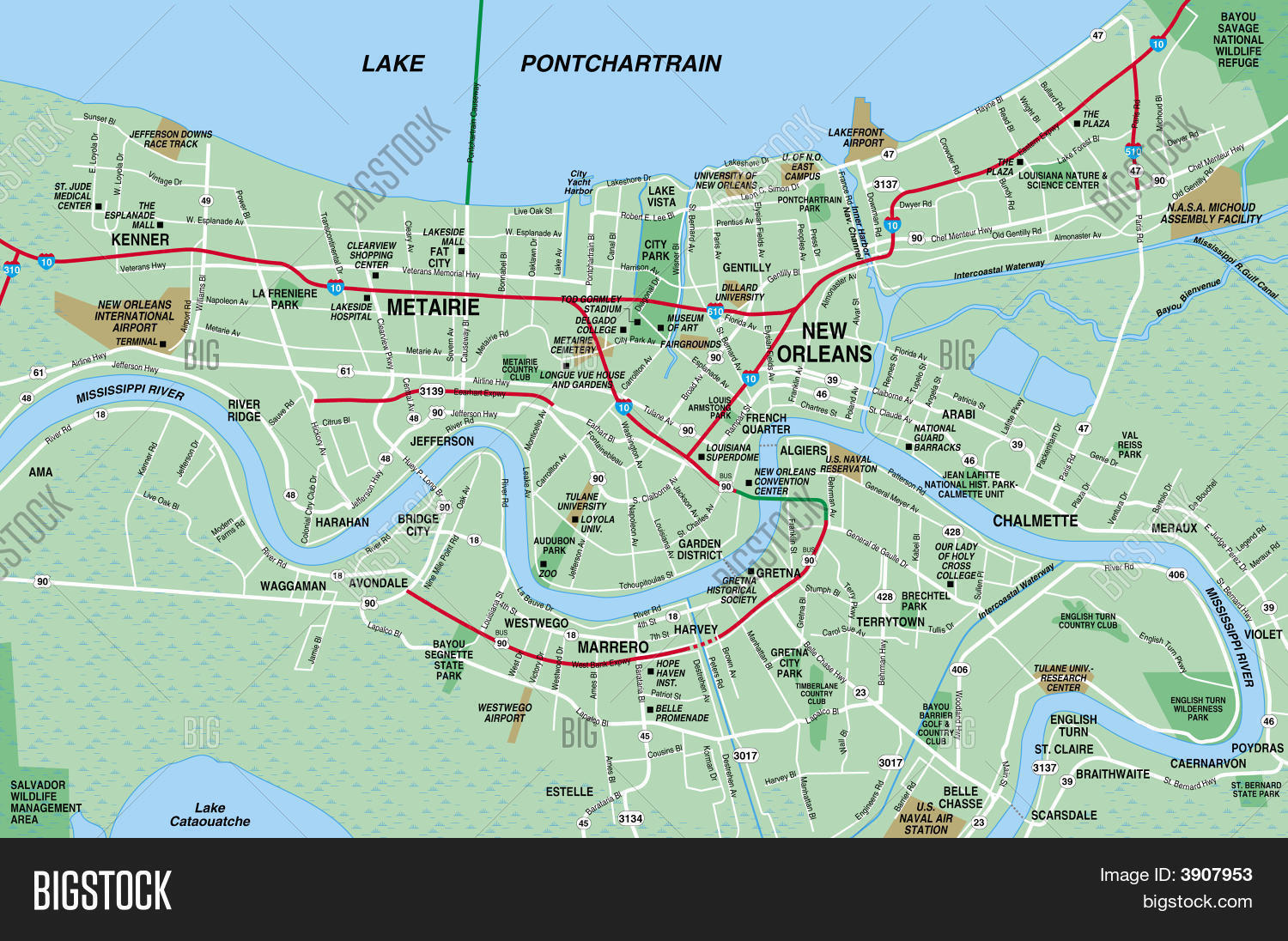 Map of New Orleans Metropolitan Area