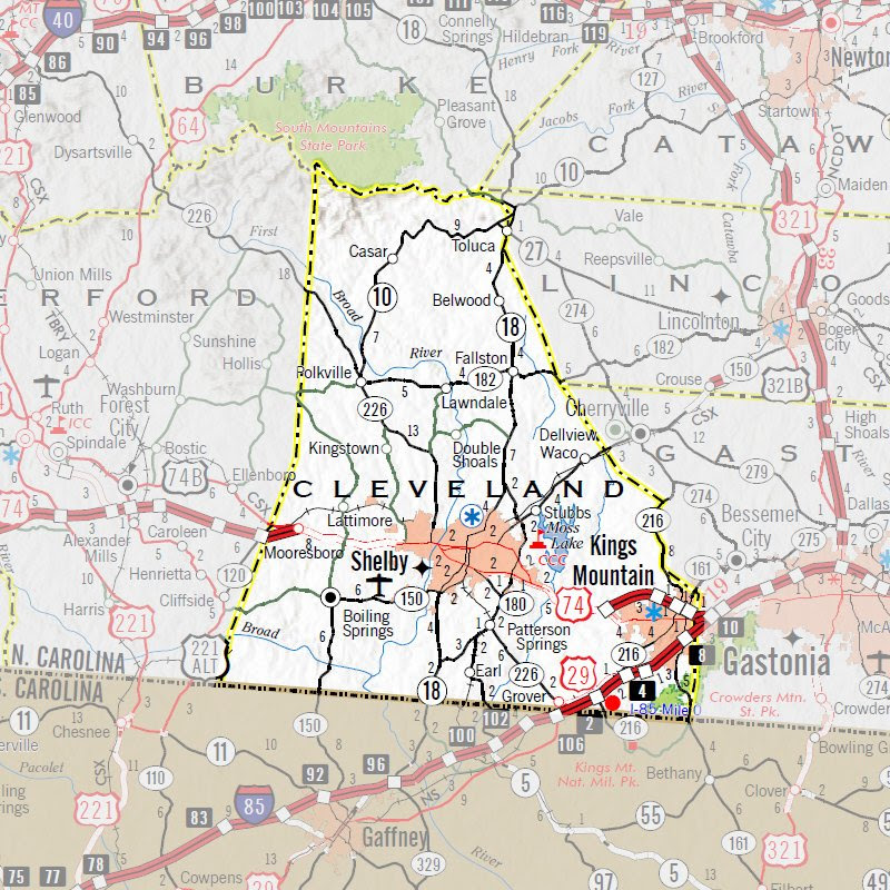 Cleveland County Nc Map | Cities And Towns Map