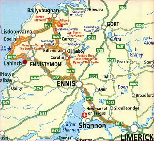Topographical Map of County Clare