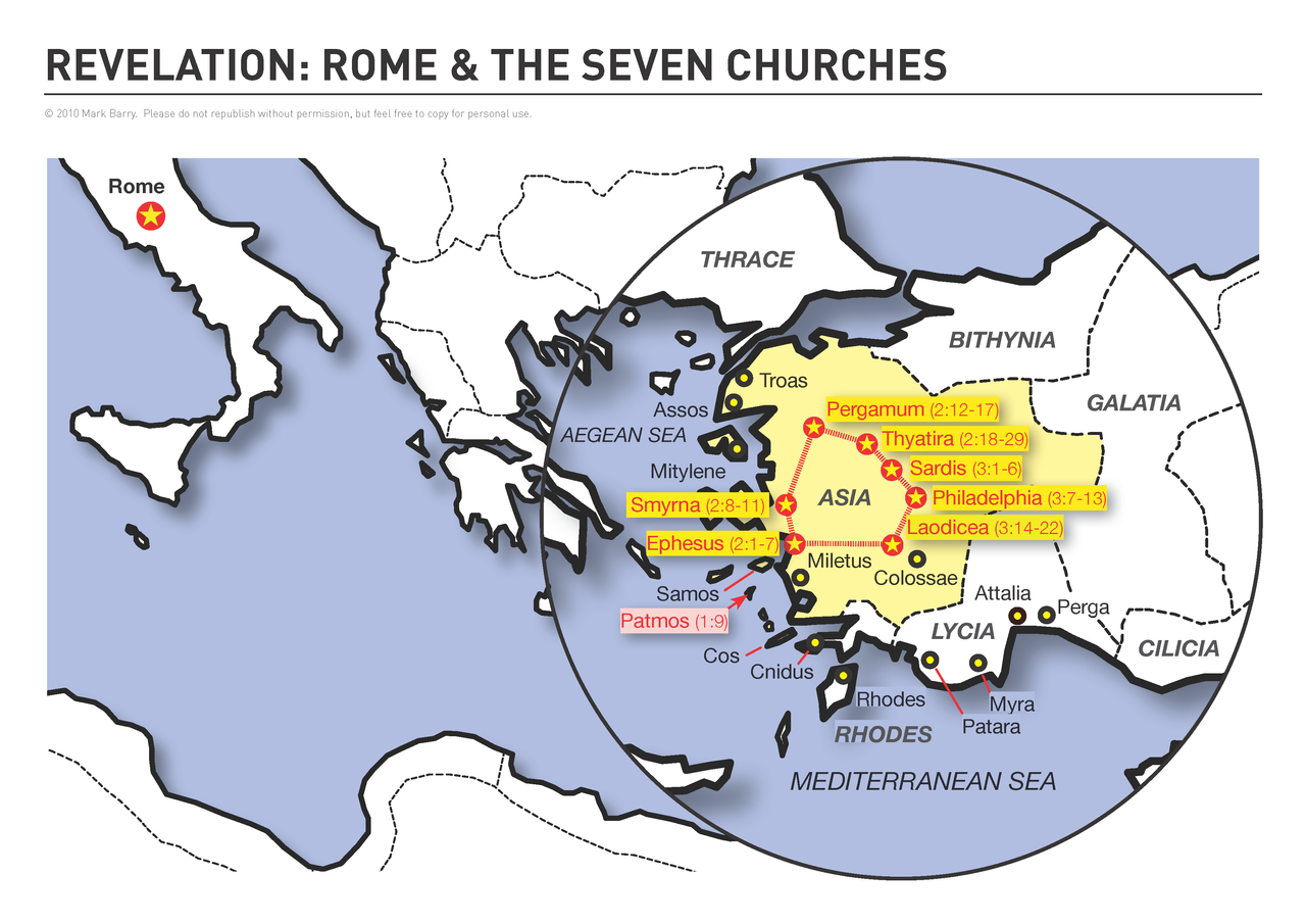 Maps of the Seven Churches of Revelation