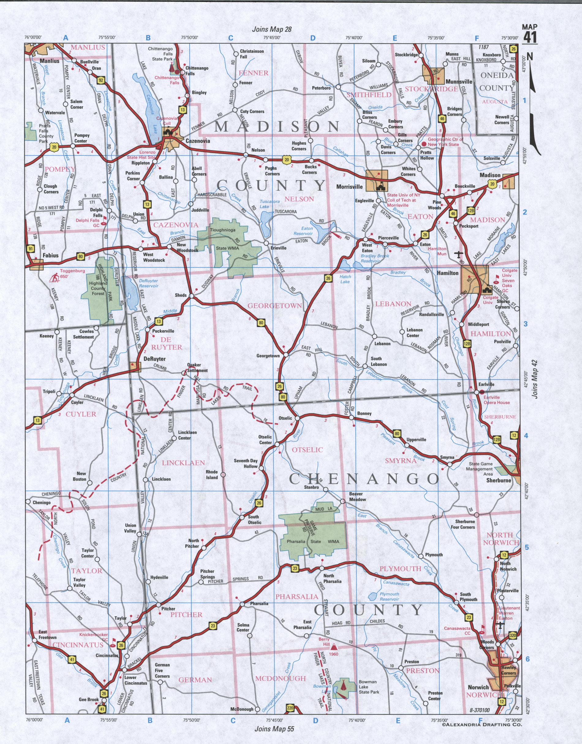 Map of Chenango County, New York State