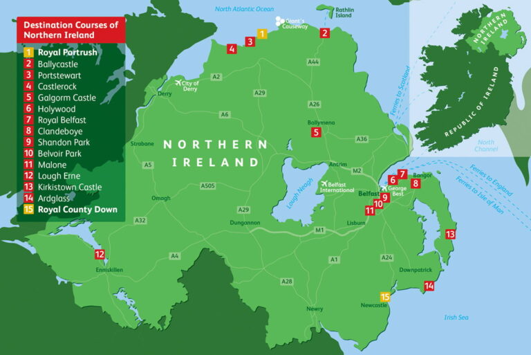 Map Of Golf Courses In Northern Ireland