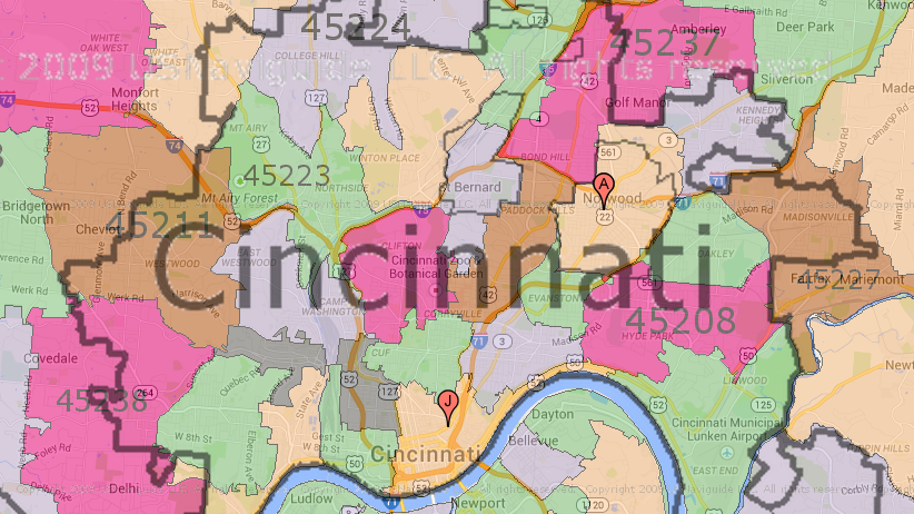 Zip Code Map Greater Cincinnati