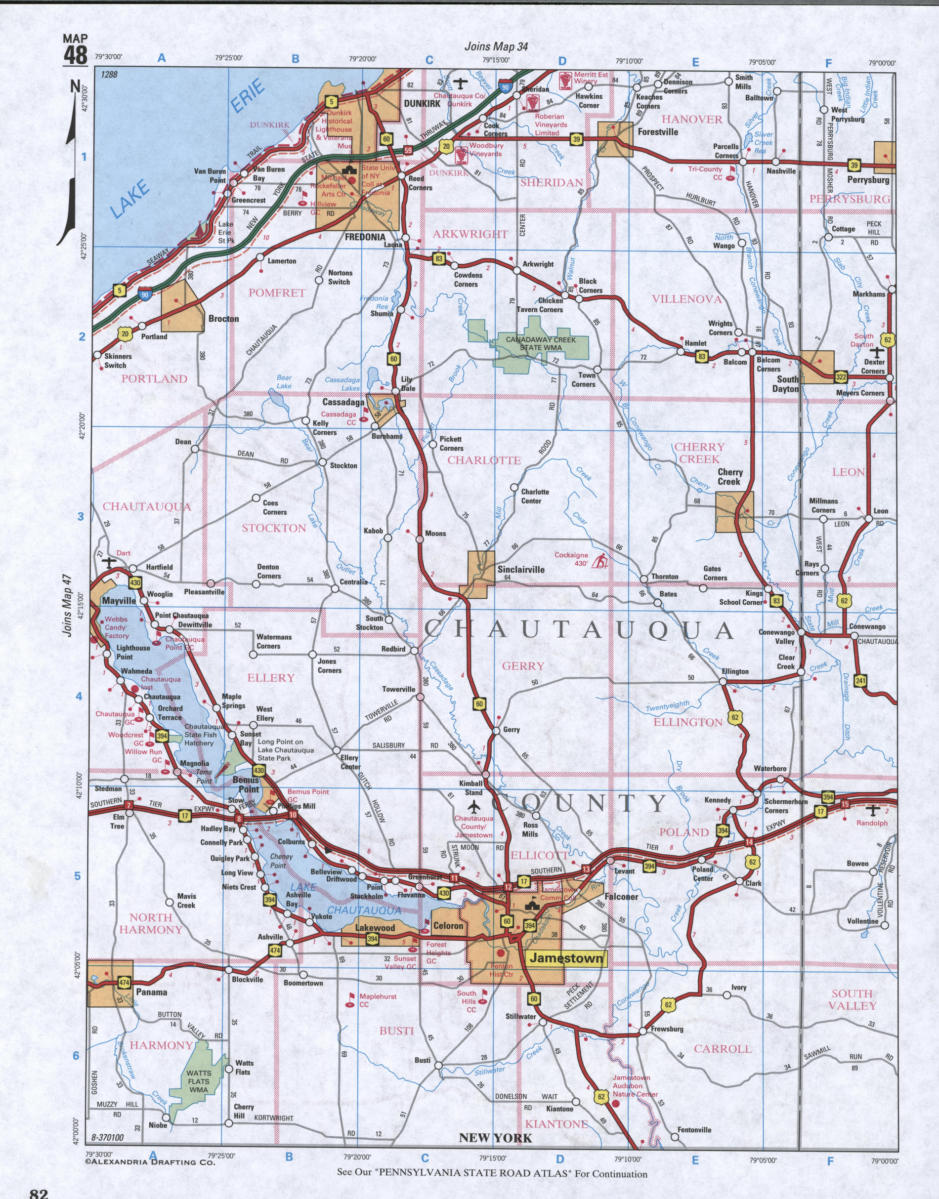 Map of Chautauqua County, New York State
