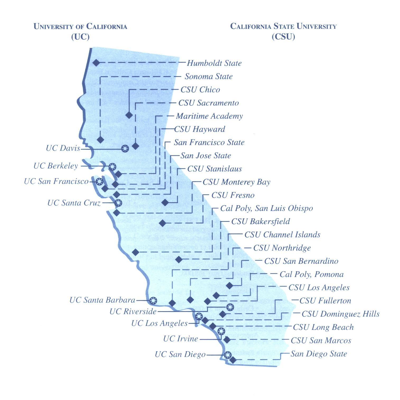 Map of Colleges in California
