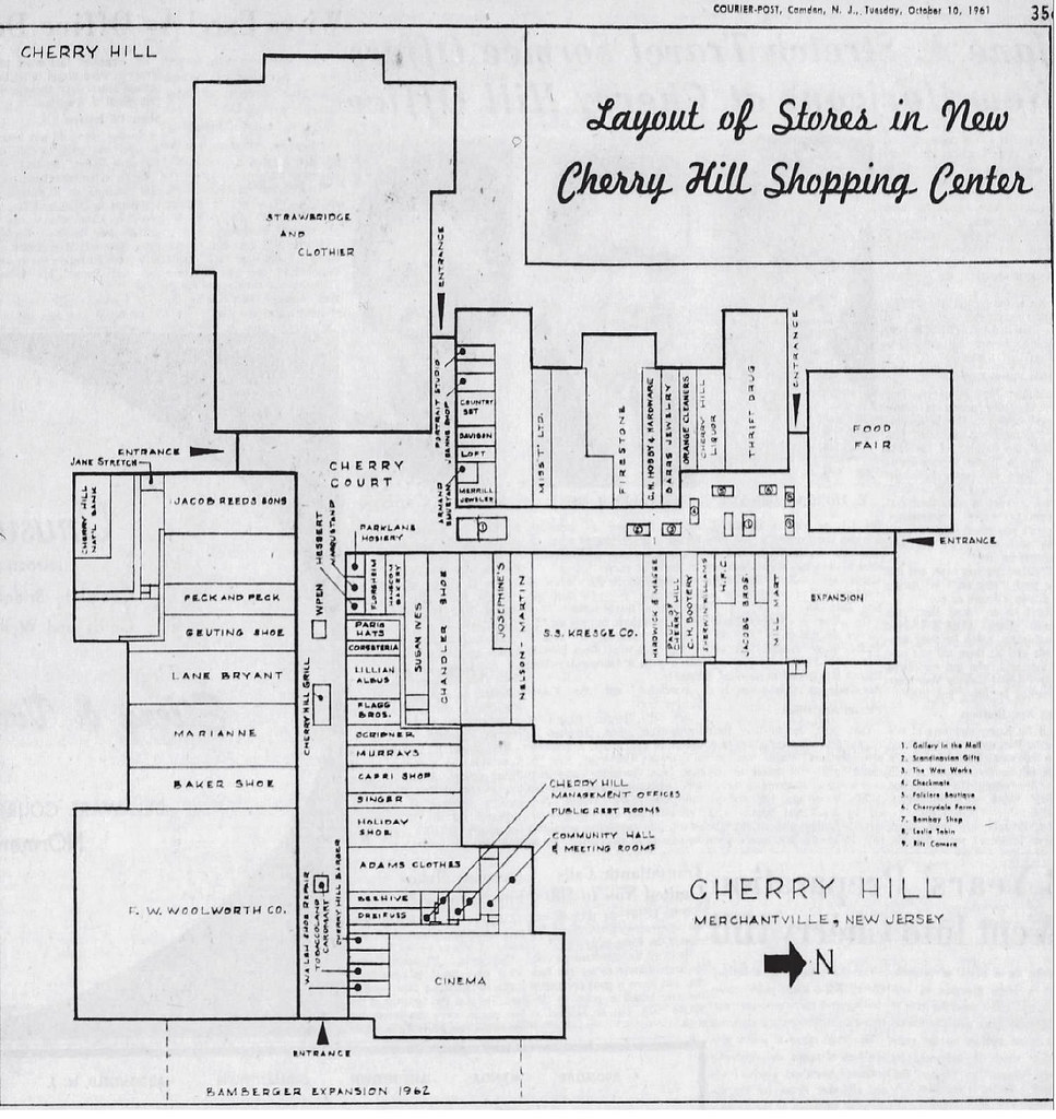 Cherry Hill Mall Map 1961
