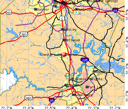 Chester Virginia Detailed Topographic Map