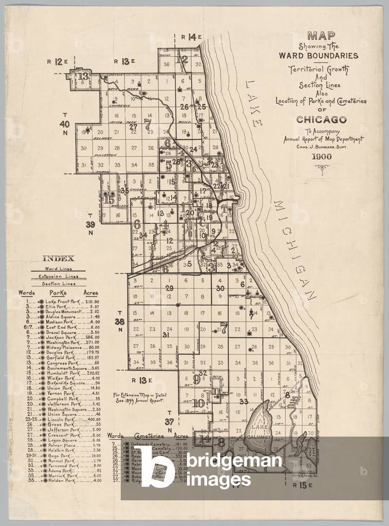 Map Showing the Ward Boundaries of Chicago, 1900