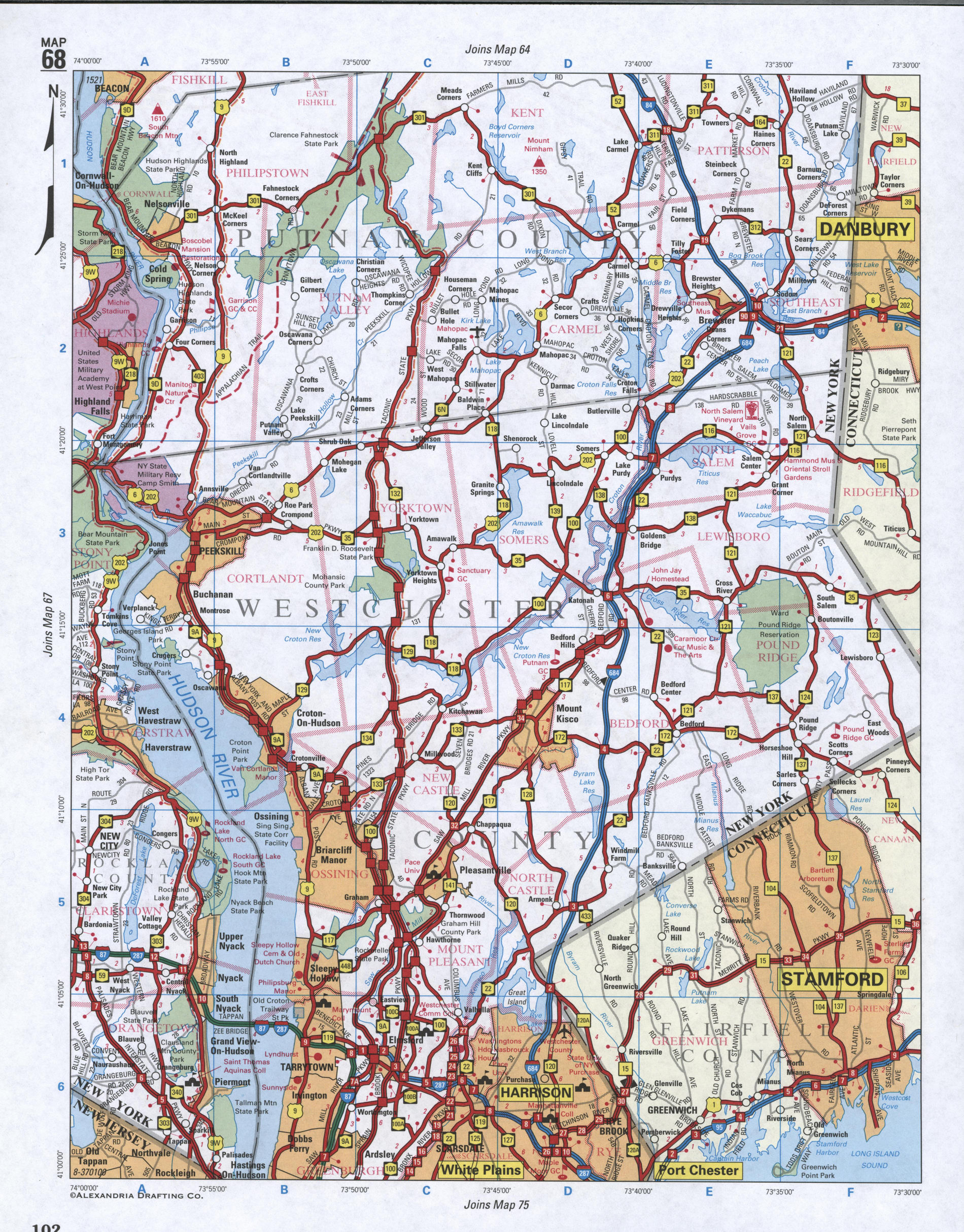 Map of Westchester County, New York State