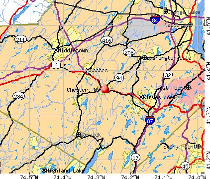 Chester NY Map with Highlights