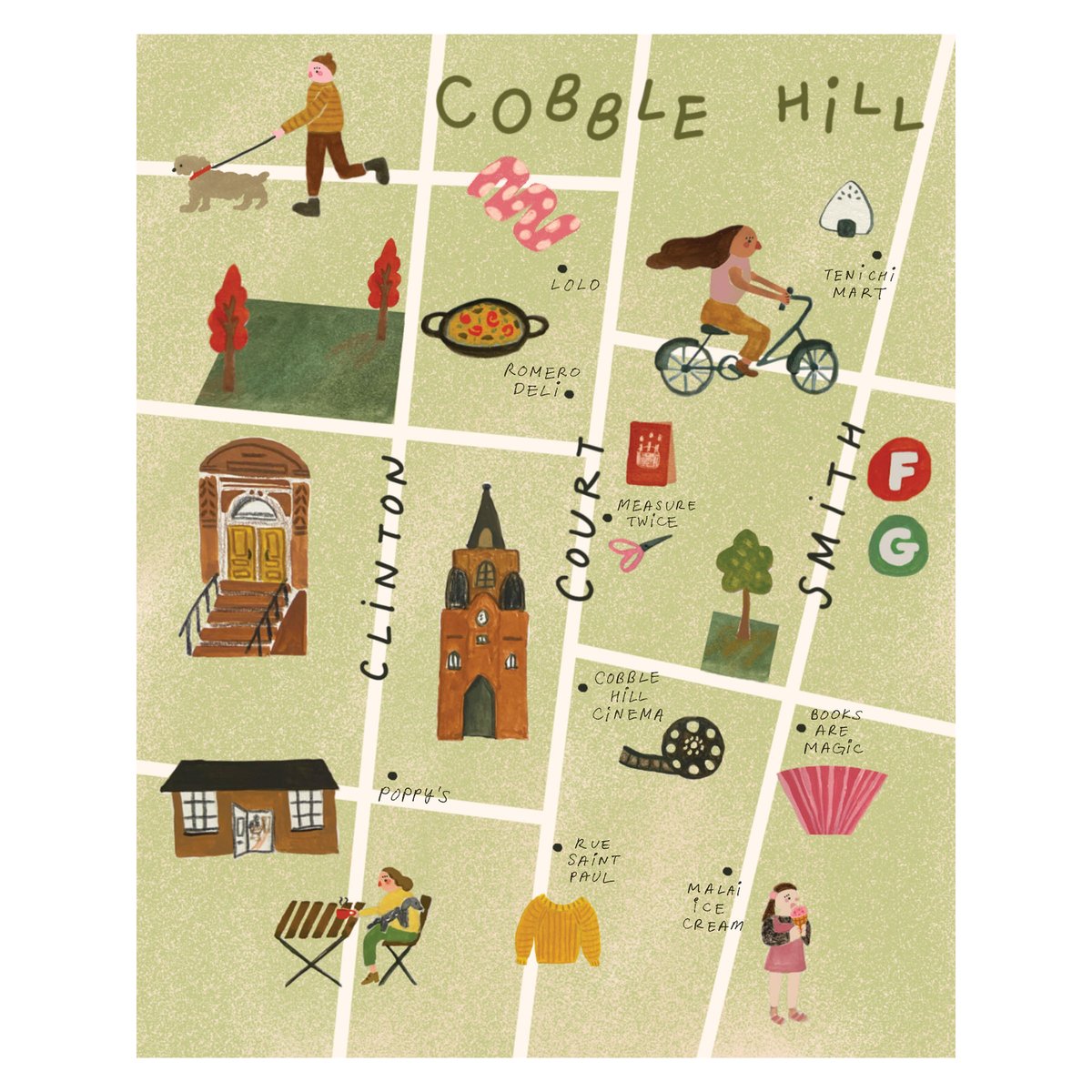 Cobble Hill Map Print by cyoo