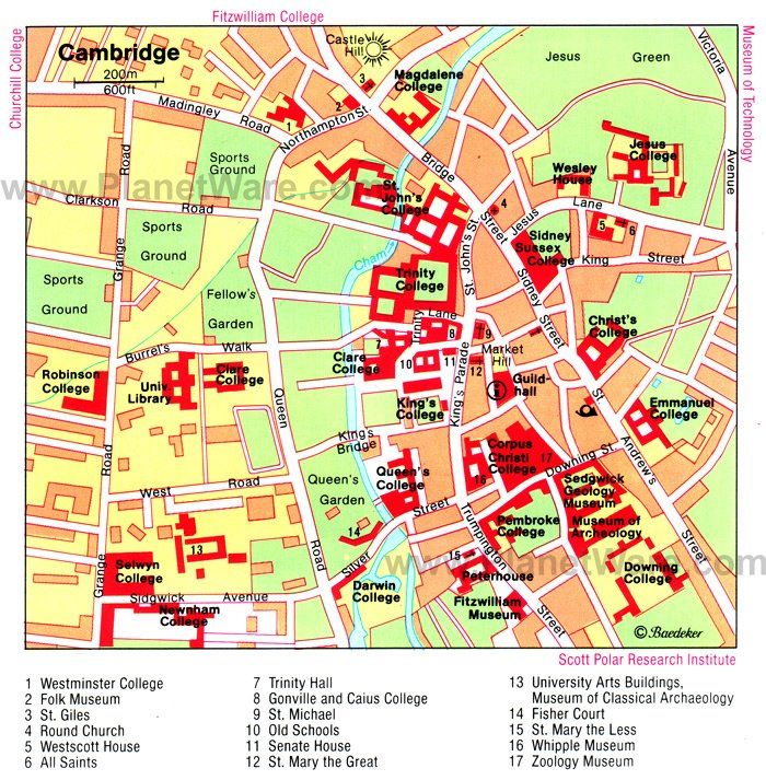 Map Of Cambridge Colleges