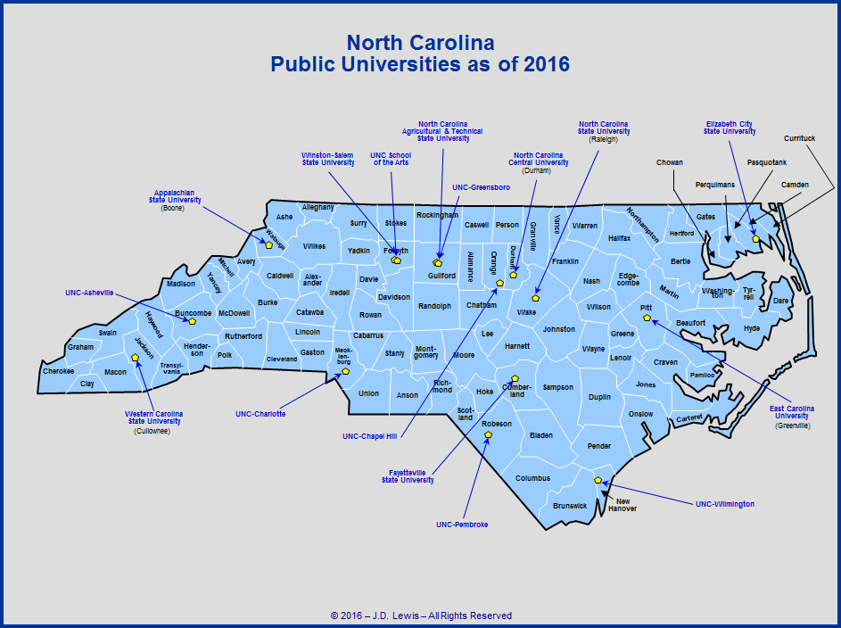 Another Map Of Colleges In North Carolina