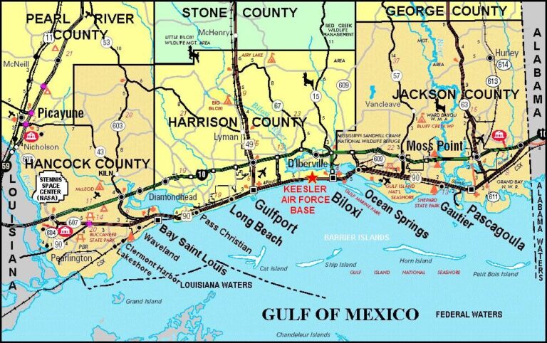Map Of Coastal Mississippi