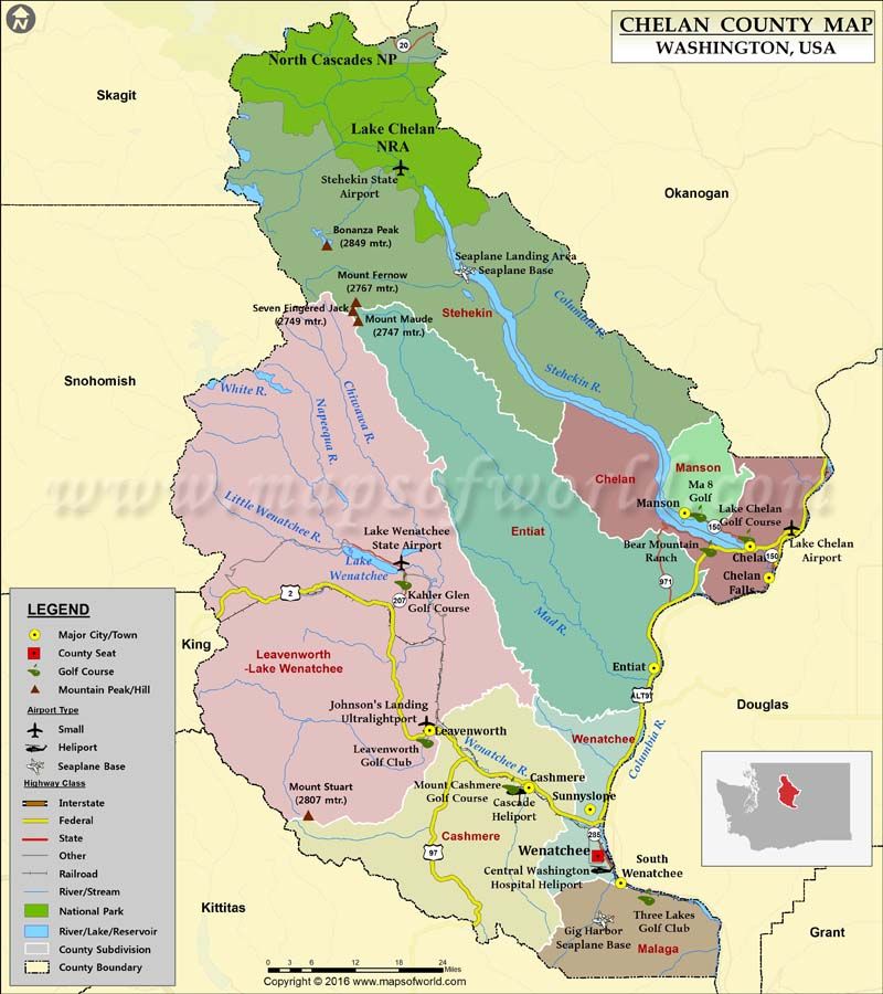 Chelan County Map, Washington
