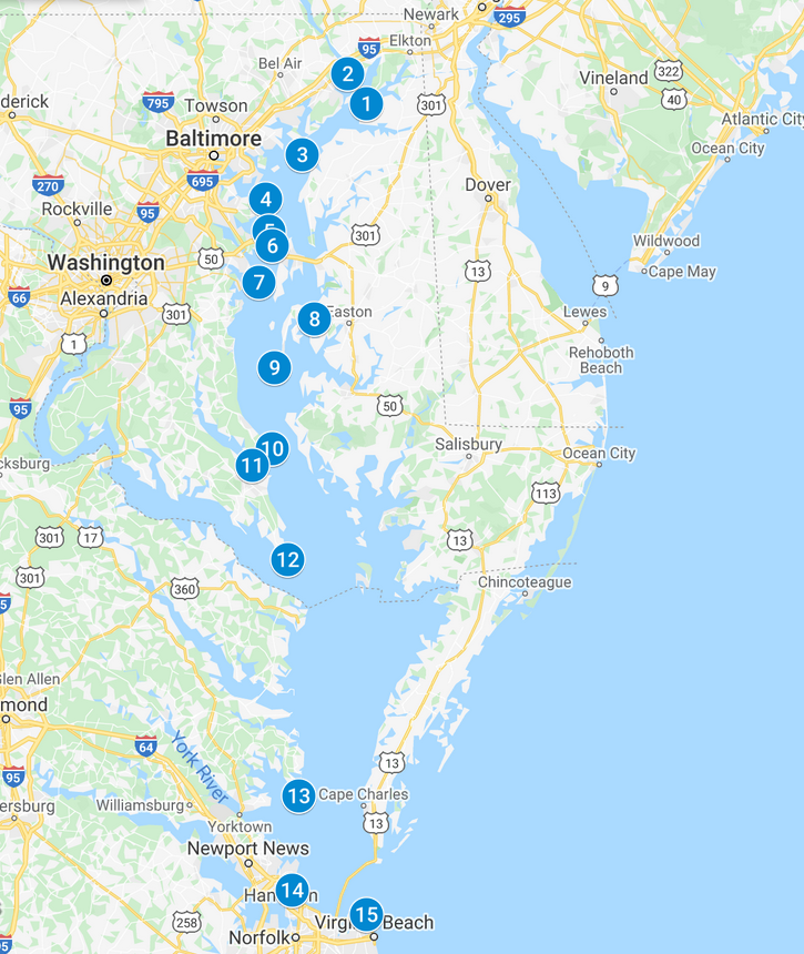 Lighthouses Map - Chesapeake Beacons